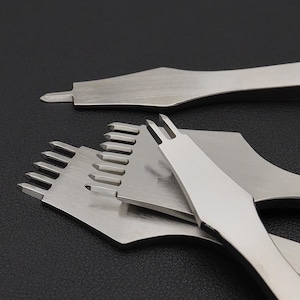 High Quality-Leather Stitching Punch Hole Chisel Set French Flat Diamond Prongs Pricking Iron Punching Belt Leathercraft Style Making Tools