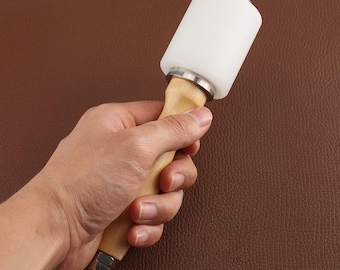 Leather Carving Maul Hammer: Handmade Leathercraft Tool with Log Handle