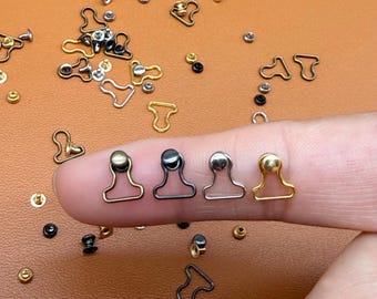 Tiny Overall Buckles and Studs, in 4 Colors, for Doll Sewing Projects, Mini Craft Supply