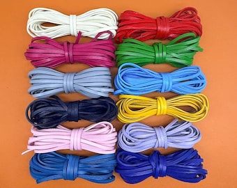 4mm Flat Genuine Leather Cord: 5 Meter Length, Craft Lace