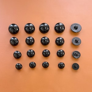 Tiny Black Mushroom Buttons: Domed Animal Eyes for Dolls
