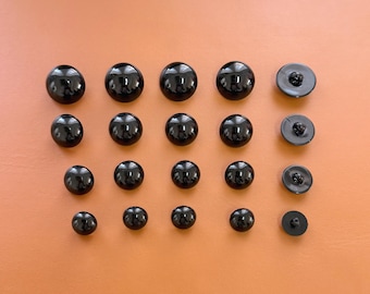 Tiny Black Mushroom Buttons: Domed Animal Eyes for Dolls