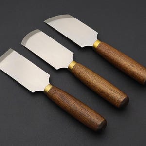 Leather Skiving Knife: D2 Steel Beveler Tool - Round/Flat/Slanted Blades