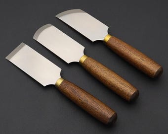 Leren schaafmes: D2-stalen afschuingereedschap - ronde/platte/schuine bladen