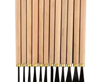 Wood Carving Tools: Hand-forged wooden carving knife, Finely polished flat knife and round knife