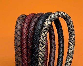 1 Meter Braided/Real Leather Cord,Round Cowhide Rope-3/4/5/6/8mm Width Leather Rope