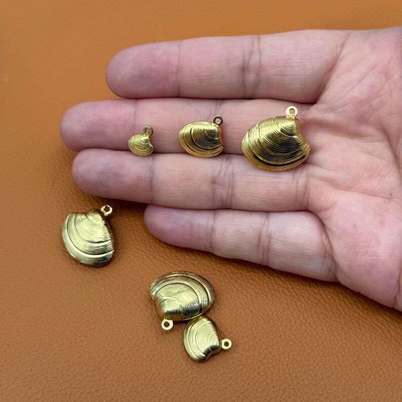 10pcs Brass Sea Shell Pendant: Elegant Scallop Design Jewelry Bracelets ...