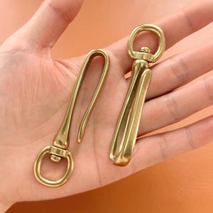 1/5/10pcs Solid Brass U Hook, Snake Bite Hook, Snake Hook, Belt Hook, Key Ring Hook, Fishhook, Loop Clip Clasp Keychain Lanyard Wallet