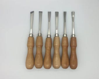 Wood carving tool set: Beech wood gourd -handle carving knife, fully serrated