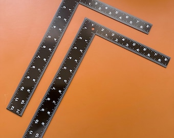 Black Sewing Tools Leathercraft Measuring Square Ruler L Shaped Design