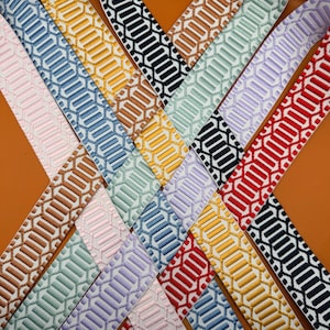 Cinta con estampado geométrico de cuadrícula/rejilla de colores / Cinta bordada de imitación de pitón / Accesorios para asas de bolsos / Materiales para manualidades DIY
