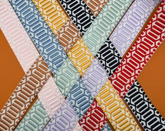 Colorful Geometric Grid / Lattice Pattern Webbing | Faux Python Embroidered Ribbon | Bag Strap Handle Accessories | DIY Craft Supplies