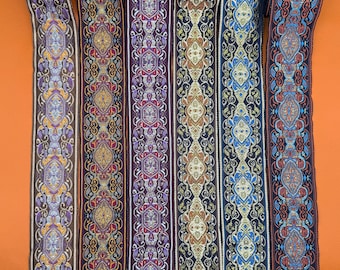 Vintage Asian Floral Jacquard Ribbon Thin Silk Brocade Trim for Sewing Wedding Decoration