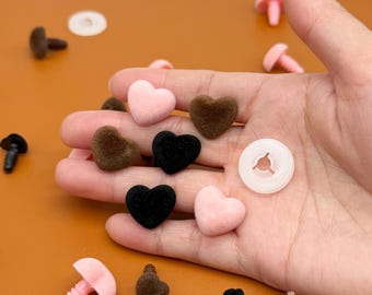 1/5/10 Pcs Heart-Shaped Safety Nose - DIY Plush Doll, Flocked Animal Nose Height