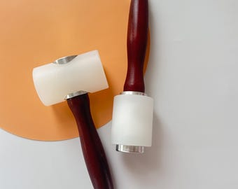 Leather Carving Maul Hammer: Handmade Leathercraft Tool with Log Handle