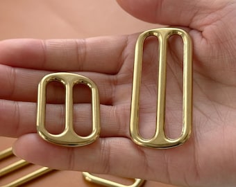 1/5/10pcs Adjuster Slider Buckles, Solid Brass Seamless Blet Strap Rectangle Buckle, Brass Loop Leather Bag Strap Adjust Buckle