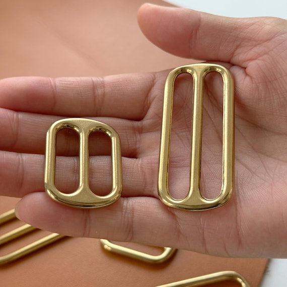 1/5/10pcs Adjuster Slider Buckles, Solid Brass Seamless Blet Strap Rectangle Buckle, Brass Loop Leather Bag Strap Adjust Buckle