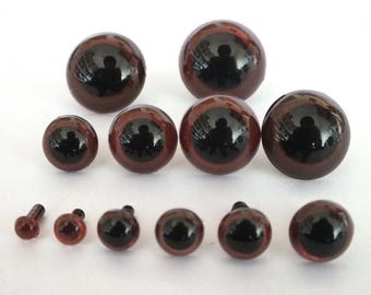 Ojos de seguridad marrones para muñecos amigurumi y peluches (pares de 5-24 mm)