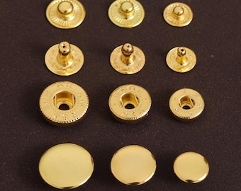 Brass Snap Button Fasteners: Leather Purse Hardware - 10 Sets