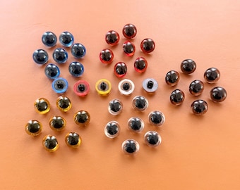 Ojos de plástico coloridos: Ojos para muñecas amigurumi con botón de costura