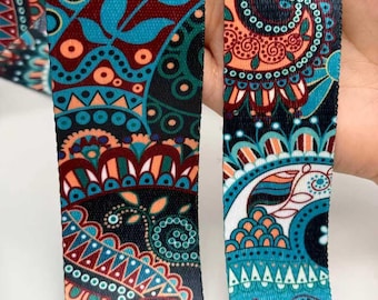 Retro Printed Webbing Heavy Duty Colorful Webbing Unique Design Cotton Polyester Straps Webbing Ribbon For Bag Belt Garment Accessories