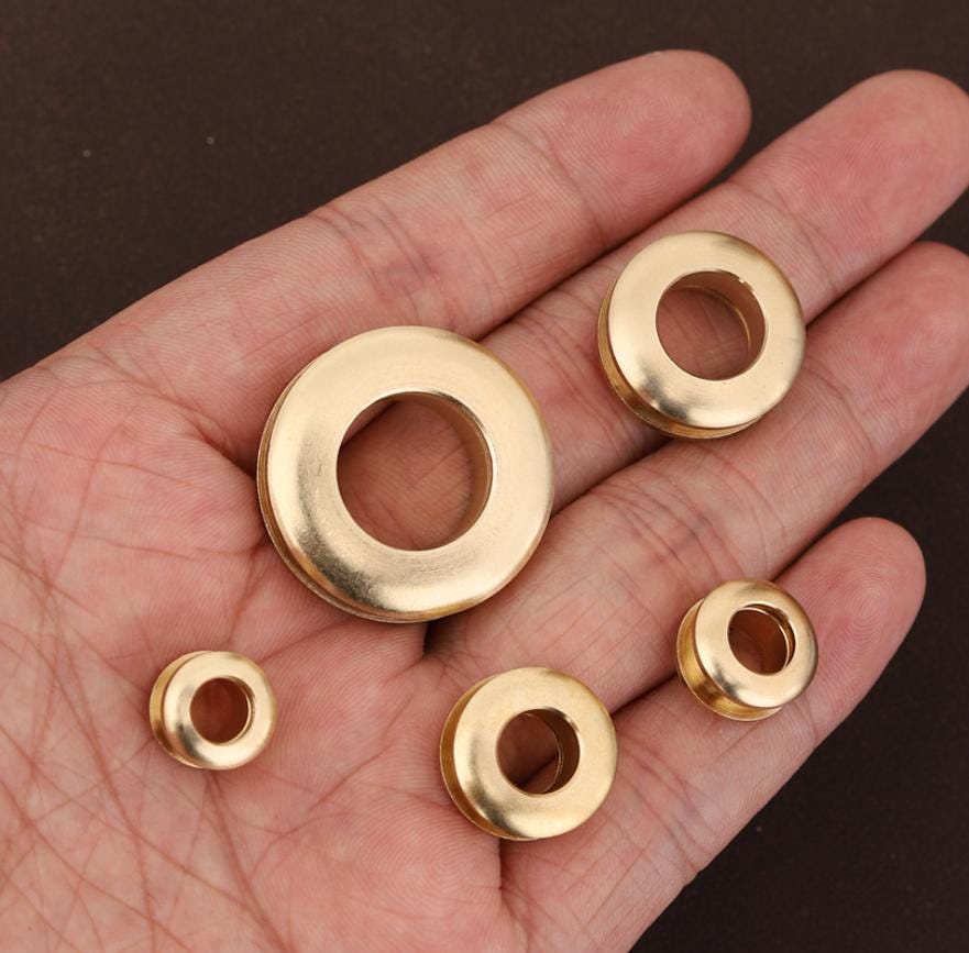 5 10 Sets Solid Brass Screw Grommet Eyelet Rings: Leather Bag Hardware