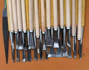 Wood carving tools: Handmade wood carving knife, Dressing and finishing cutter, 26pcs set