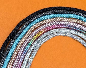 Cordón tubular de diamantes de imitación brillantes, hilo de cuentas de vidrio con purpurina para colgantes de teléfono DIY, suministros para manualidades y adornos de ropa al por mayor