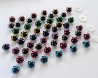 Ojos de seguridad de colores para muñecos amigurumi y peluches (pares de 5-18 mm)