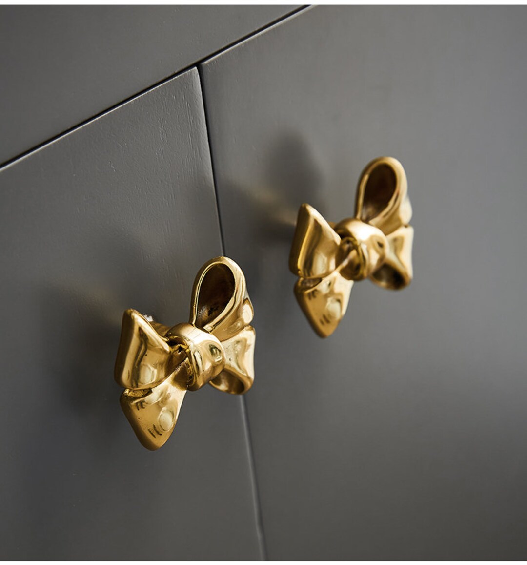 Brass Bow Knobss,solid Bow Knobs,bow Knot Pulls, Brushed Drawer