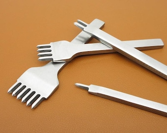 Leather Stitching Punch Set: Stainless Steel Pricking Iron - 3/4/5/6mm Spacing
