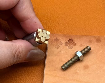Brass Leather Stamp 5 Petal Flower – Metal Embossing Die Head Only, No Mallet, Leather Craft Tool, Floral Pattern Stamping