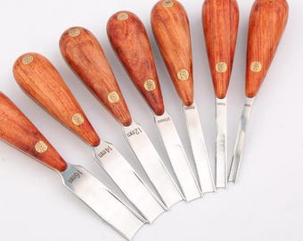 Leather Edge Skiver: Wood Handle, Steel Blade - DIY Leather Carving Tool
