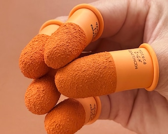 Finger Protector /Orange Rubber Finger Cots/ Finger Guard Leather Working Essential/ Needle Felting Sewing Stitching Leathercraft Fabric