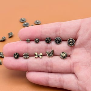 10 botones redondos de metal bronce súper pequeños, botones para blusa, camisa, abrigo, blazer, traje, extra pequeños