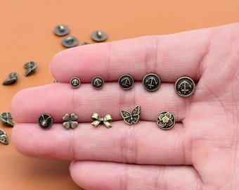 10 botones redondos de metal bronce súper pequeños, botones para blusa, camisa, abrigo, blazer, traje, extra pequeños