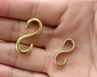 Handcrafted solid pure brass S-shaped hook connector: DIY leather handicraft