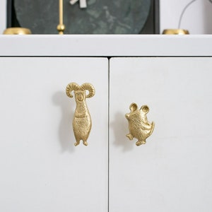 Cute Animal Knobs,Brass Animal Knobs,Bear Knobs,Rabbit Pulls,Sheep Knobs,Kids Knob,Animal Door Pulls,Nursery Knob,Children Drawer Knobs image 9