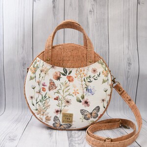 Butterfly Spring Floral Circle Purse Handbag Optional Crossbody, Magdalena Bag