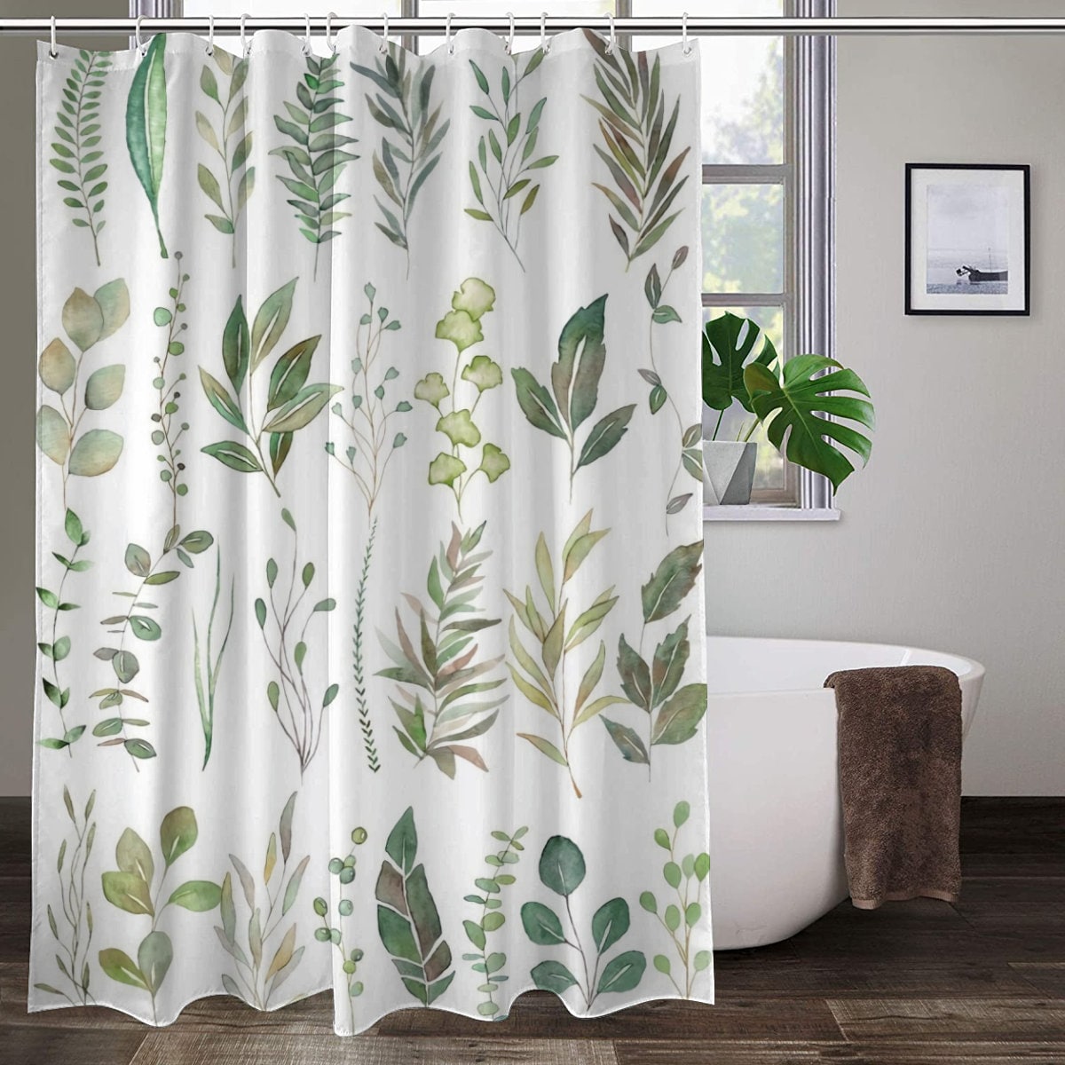 Leaf Shower Curtain Natural Shower Curtain Green Vine Shower Etsy