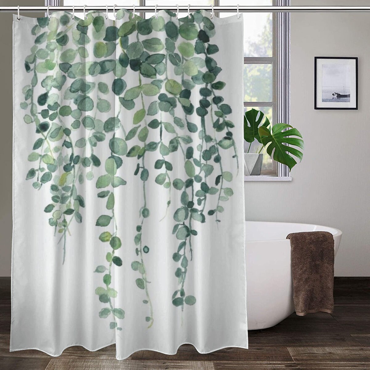 Leaf Shower Curtain Natural Shower Curtain Green Vine Shower Etsy