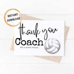 Volleyball Coach Card, Biglietto di ringraziamento, Download digitale, Regalo allenatore di pallavolo, Fine stagione, Apprezzamento allenatore, DOWNLOAD ISTANTANEO
