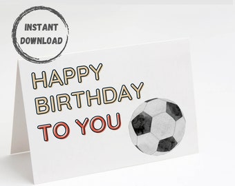 Soccer Birthday Card, Printable Card, Digital Download, 5x7, Happy Birthday Cards, Soccer Player Greeting Card, Coach Card, INSTANT DOWNLOAD