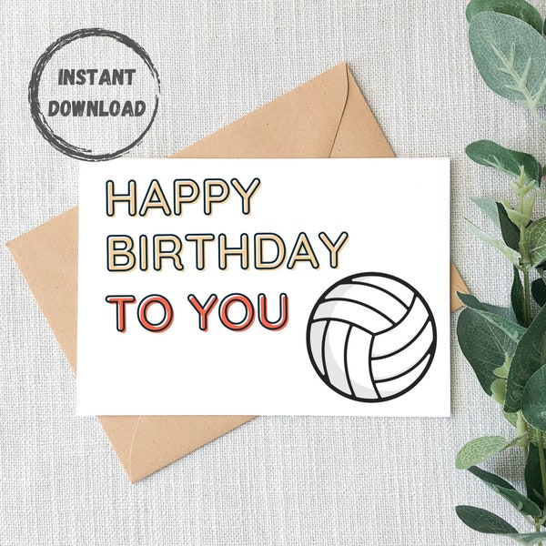 Volleyball Birthday Card Etsy