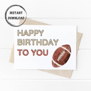 Happy Birthday Card, Sport Printable Card, Digitale Download, 5x7 Kaart, Voetbal Verjaardagskaart, Speler Coach Wenskaart, INSTANT DOWNLOAD