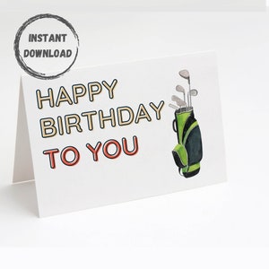 Golf Geburtstagskarte, druckbare Karte, digitaler Download, 5x7 PDF Karte, Golfer Geburtstagskarte, Golfspieler Grußkarte, SOFORTIGER DOWNLOAD