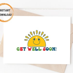 Cartão para impressão de melhoras logo, cartão de incentivo, download digital, 5x7, cartão fofo, luz do sol, cartão de nota pensando em você, DOWNLOAD INSTANTÂNEO
