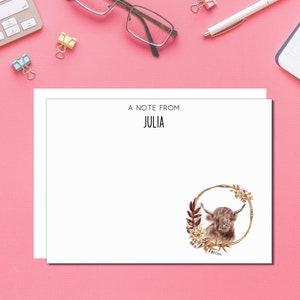 Cute Cow Stationery, Personalized Stationary, Customized Cow Note Cards, Highland Cow Notecards, Personalized Thank You Cards and Envelopes