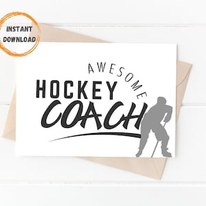 Hockey-Trainer-Dankeskarte, druckbare Karte, digitaler Download, Danke, Ende der Saison, Danksagungs-Trainer, Trainer-Anerkennungskarte, leere Notiz