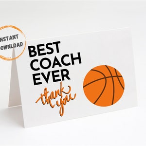 Cadeau d’entraîneur de basketball, cartes imprimables, meilleur entraîneur de tous les temps, carte de remerciement de basketball, cadeau de l’équipe, fin de saison, téléchargement numérique
